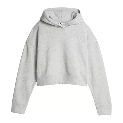 PUMA x HYROX World Cropped női kapucnis pulóver – Light Gray Heather